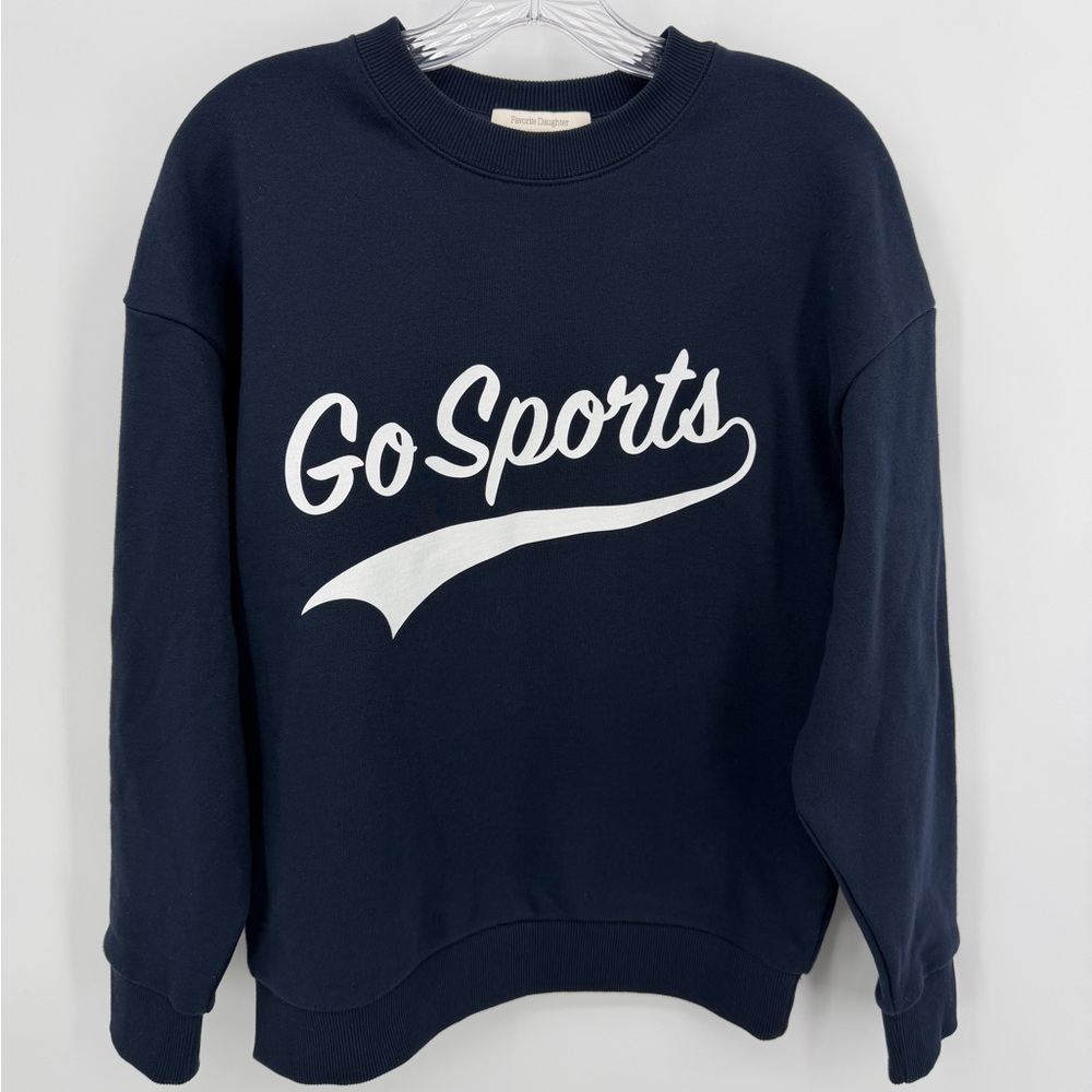 Favorite Daughter Go Sports Sweatshirt Cotton Blend Navy Blue Size XS